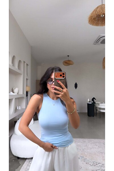 Buket Teke Baby Blue Halter Neck Cotton Undershirt
