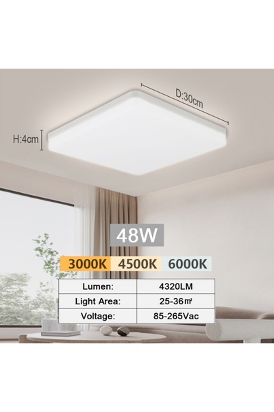 Choice11 White light ED-SQ-48W LED Ceiling Lamp 18-48W Flush Mount Fixture 30...