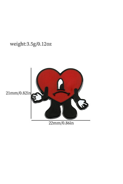 Choice XZ1933 Rap Bad Bunny metal enamel pin, Bad Rabbit red heart pin, badge...