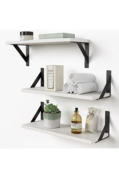 Enjoylifeme Set of 3 floating wall shelves, 16 inches deep, wooden wall books...