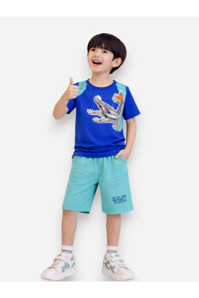 Victor and Jane By Styli Boys Crocodile Graphic T-Shirt and Shorts Set