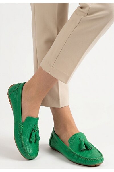 Generic Brand Irja Green Genuine Leather Ballet Shoes