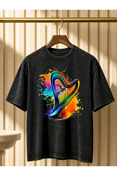 ELAN WEAR تي شيرت كبير الحجم للجنسين قابل للغسل، تي شيرت مغسول بتصميم عتيق عل...