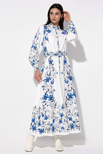 Hiccup Msn Floral Patterned Belted Maxi Shirt Dress