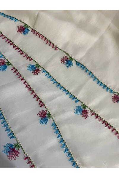 efelia concept Cream Color Handmade Needlepoint Headscarf Writing on Scarf