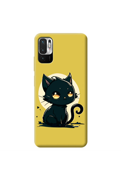 Other Xiaomi Redmi Note 10 Pro 5G Black Cat Yellow Colored Silicone TPU Θήκη