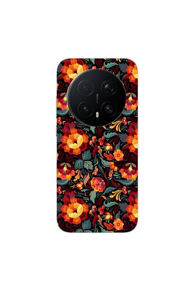 Other Honor Magic 8 Lite Pro Orange flowers Transparent Silicone TPU Θήκη