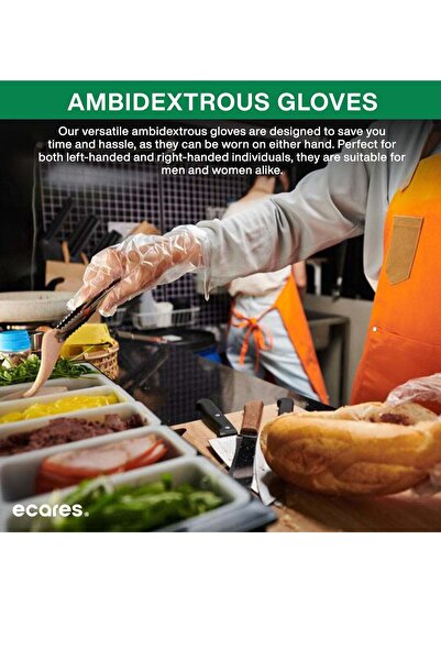 Ecares ® Vinyl Gloves, Latex-Free, Powder-Free, Disposable, Durable and Non-Sterile, For Food Prep, Cleaning, Cooking & Multipurpose Use. light and Clear.(each Pack x 100 Pieces)