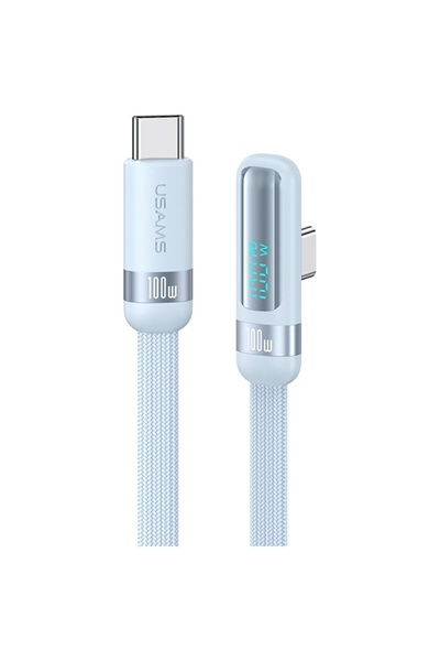 Usams US-SJ653 Cablu de date și încărcare USB-C la USB-C 100W 5A 1.2m Albastru