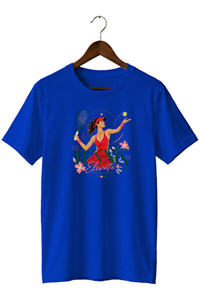 remonz Tennis Racket Printed T-Shirt Floral Sports T-Shirt