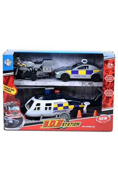 Blue Toys Αστυνομικά Οχήματα: Ελικόπτερο με Φως, Αυτοκίνητο και Μοτοσικλέτα (...