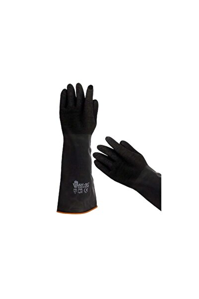 Meşem Black Rubber Gloves with Felt Lining Long 45 cm El450 XL Mesem