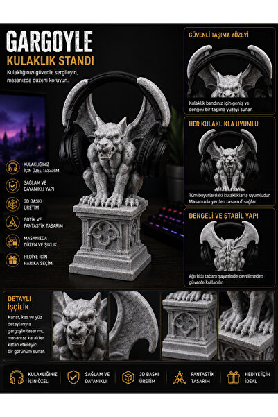 SAF HOBİ ATÖLYE DESİGN Gargoyle Heykeli Dekoratif Masaüstü Biblo | Gotik Kana...