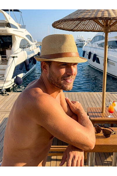 PIECE SIGNATURE Mj Sporty Striped Straw Trilby Hat - Casual and Vacation Hat ...