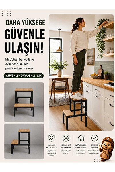 Fahrettin Küçük 2 Basamaklı Metal Merdiven Tabure- Banyo- Mutfak - Depo