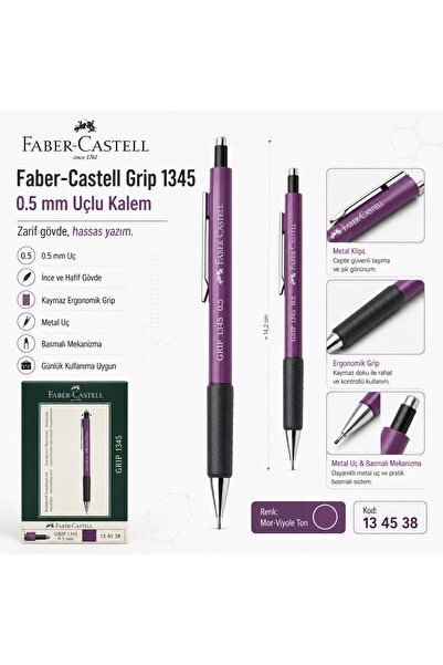 Faber Castell Faber-Castell 1345 0.5 mm Mekanik Uçlu Kalem – Ergonomik Kaymaz...