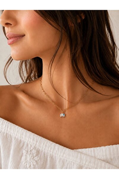 Histakı Women's White Enamel Elephant Pendant Anti-Tarnish Chain Anklet