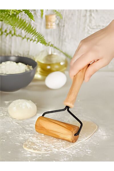 AiroBazar Rolling Pin with Wooden Handle, Smooth Pastry Roller, Pizza Pie Rav...