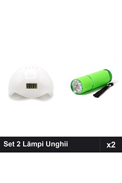 NAİLS Set 2 Lămpi UV/LED Unghii: Profesională SUN5 48W + Lanternă Mini 9 Becu...