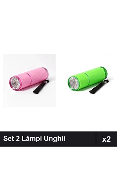 NAİLS Set 2 Lămpi UV/LED Mini Lanternă 9 Becuri pentru Uscare Unghii - Roz și...