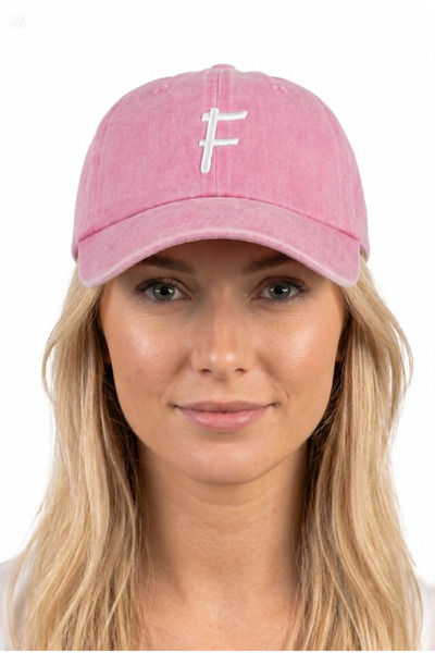 ŞapkaMania Letter F Powder Embroidered Washable Vintage Unisex Hat