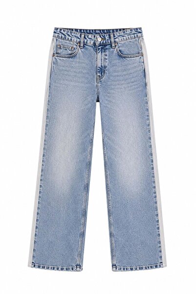 elif teke Wide Leg Jeans with Tulle Detail on the Side