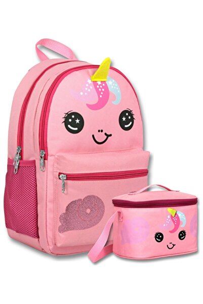 ÜMİT ÇANTA Girl's Cute Unicorn Patterned School Bag + Lunch Box Set - Setumt6...