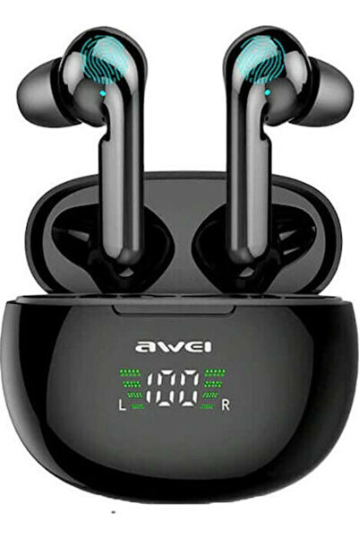 AWEI T15P Ενδοωτικά Ακουστικά Bluetooth Handsfree με Θήκη Φόρτισης Μαύρα