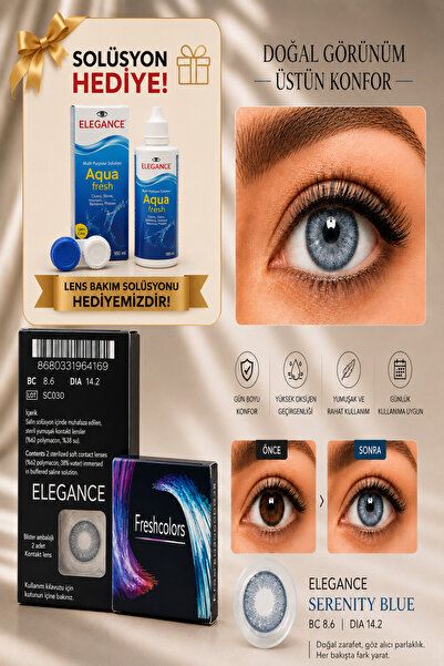 FRESHCOLORS Serenity Blue Doğal Mavi Hareli Kozmetik Göz Lensi SKT 12/2030 Ku...