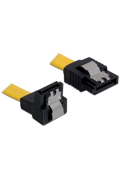 DELOCK Cablu SATA 6 Gb/s tată drept > SATA tată în jos 30 cm galben metalic