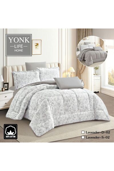 YONK Lavender Nefren 100% Cotton Double-Sided 6 Piece Duvet - Natural Cotton ...