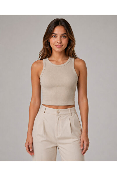 cc collection Women's Ribbed Crop Tank Top Sleeveless Basic Blouse