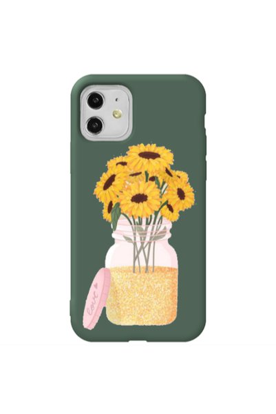 Other Apple iPhone 11 Daisies Dark Green Colored Silicone TPU Θήκη