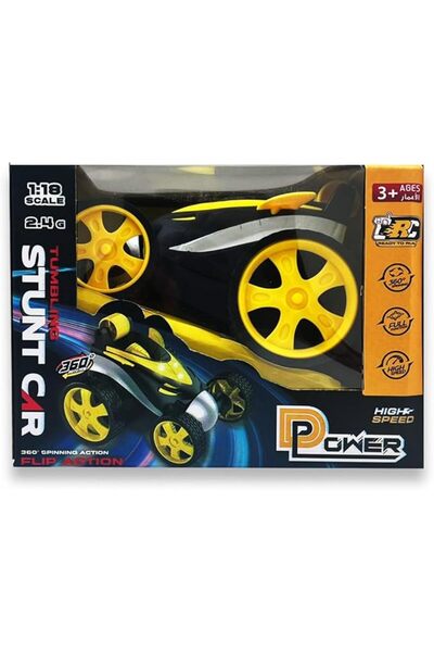 D-Power 1:18 RC Mini Stunt Car | 360° Rolling, Yellow