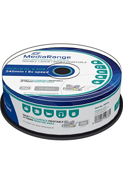MediaRange Εγγράψιμο DVD+R 8x Διπλής Στρώσης 8.5GB Κουτί  "Cake " 25 τεμαχίων...