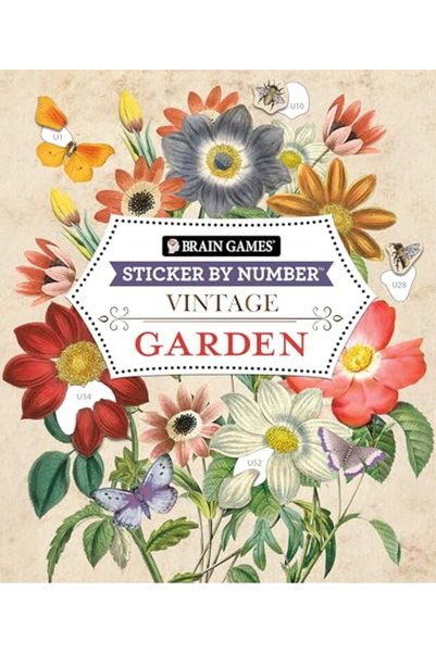 Publications International, Ltd. Brain Games Sticker By Number Vintage Garden...