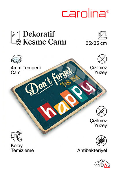 CAROLİNA 440 Dekoratif Kesme Camı 25x35 cm – 4 mm Temperli Cam | Çizilmeye Da...