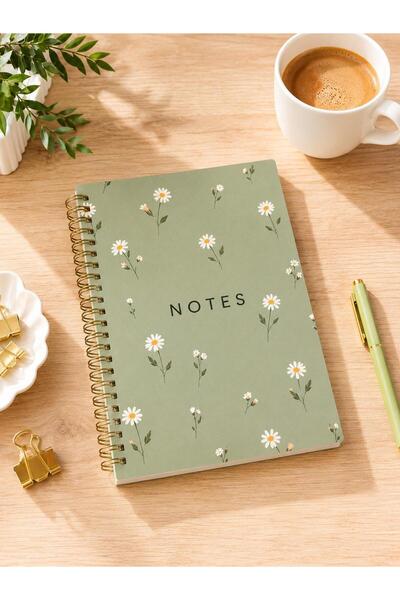 NİORE A5 Spiral Line Notebook 120 Pages White Daisy