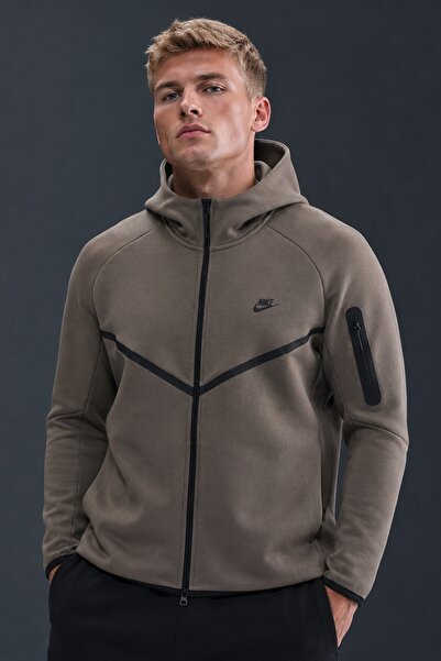 Nike Tech Fleece Full Zip Windrunner Hoodie Kapüşonlu Unisex Sweatshirt Kahve...