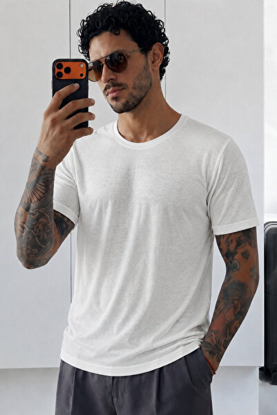 COOL TARZ Men's Flamed Cotton Crew Neck Basic Slim Fit T-Shirt Summer Casual ...