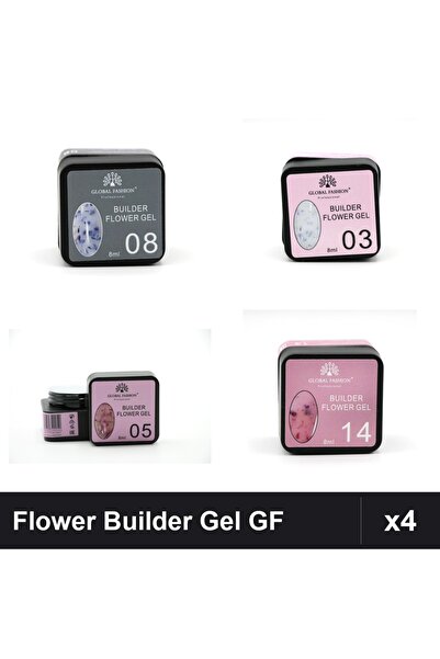 global fashion Set 4 Flower Builder Gel 8ml Nr.03,05,08,14 Constructie Unghii UV
