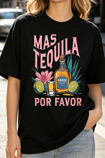 Fleck قمصان نسائية بطباعة جرافيك 'Mas Tequila Por Favor'، تصميم صيفي عصري، قم...