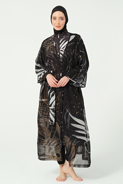 ALFASA Goldea Belted Chiffon Pareo Black 7140-26