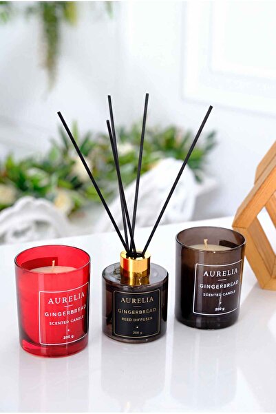TRENDSHOPİC Aurelia Gingerbread Tarçın Kokulu Mum Ve Çubuklu Oda Kokusu Seti ...