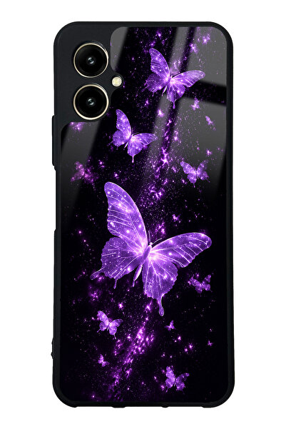 Spoyi Omix X5 Purple Galaxy Butterfly Tasarımlı Glossy Telefon Kılıfı