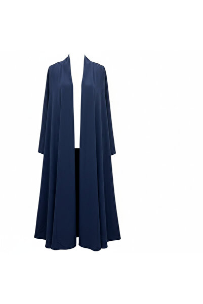 Generic ELLAN Women's Navy Blue Shawl Collar Open-Front Abaya