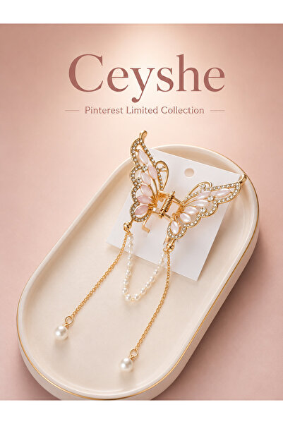 CeyShe Pinterest Butterfly Design Pearl and Stone Hair Clip with Clasp Hair A...