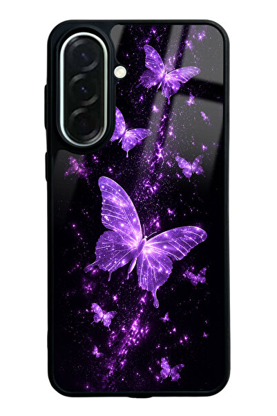 Spoyi Samsung A37 Purple Galaxy Butterfly Tasarımlı Glossy Telefon Kılıfı