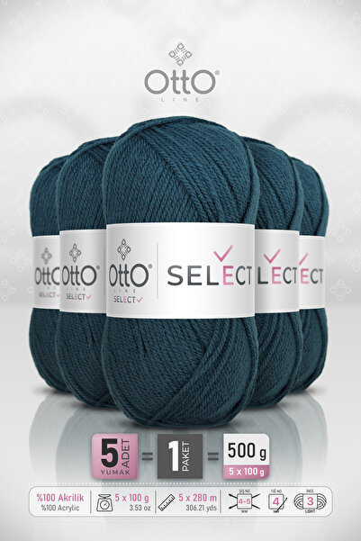 Otto Select - Petrol Blue (9544) - 5-Pack - 100Gr/280M - Acrylic Hand Knittin...
