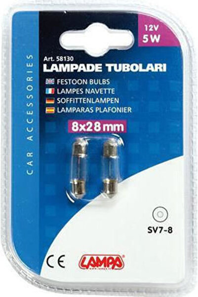 Lampa Λάμπες Αυτοκινήτου Τύπου Festoon 5W SV7-8 12V 5W 2 τεμάχια